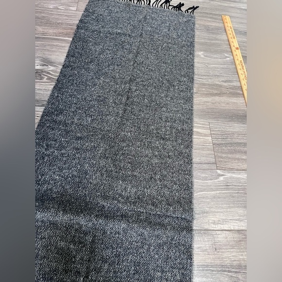 Merino Ireland Wool cashmere Avoca The Mill gray winter fisherman fringe Scarf - Picture 6 of 12